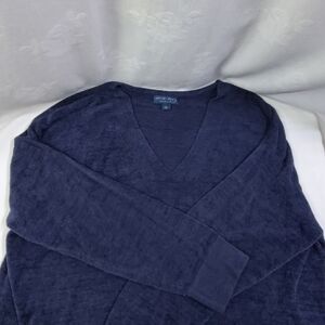 Bearfoot Dreams Cozy Ultralite Knit Women's Blue Velour Basic Preppy Pullover Lg